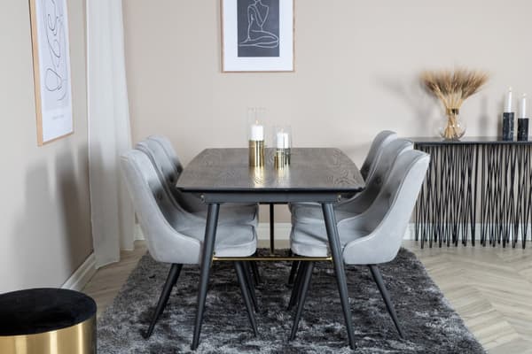 Matgrupp Gold med stolarna Velvet Deluxe