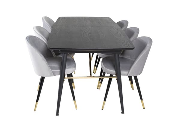 Matgrupp Gold med stolarna Velvet