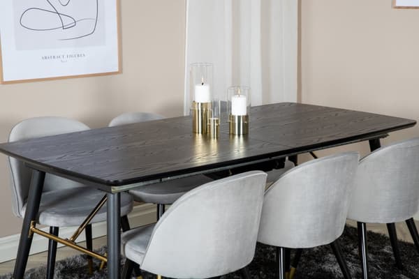 Matgrupp Gold med stolarna Velvet