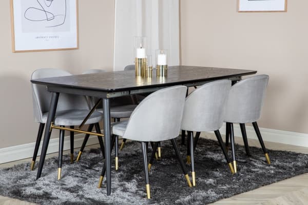 Matgrupp Gold med stolarna Velvet