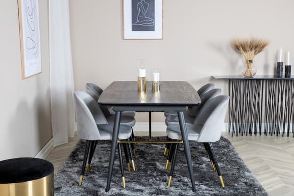 Matgrupp Gold med stolarna Velvet