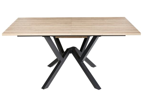 Lysebrunt MDF-spisebord med metalben, der kan klappes sammen