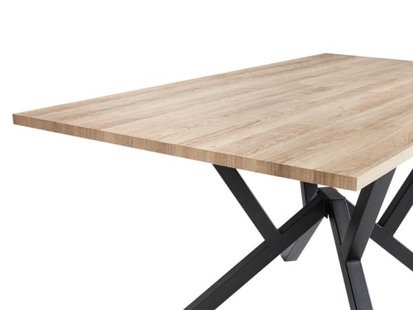 Lysebrunt MDF-spisebord med metalben, der kan klappes sammen