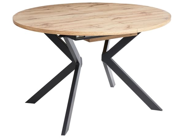 Sammenklappeligt spisebord lysebrun MDF metalben rund