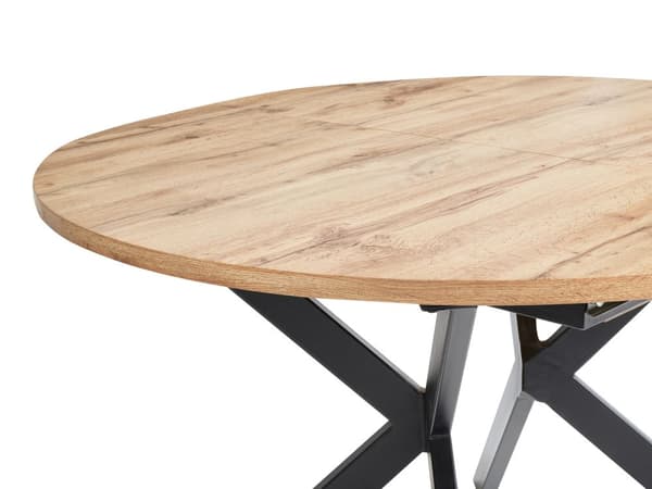 Sammenklappeligt spisebord lysebrun MDF metalben rund