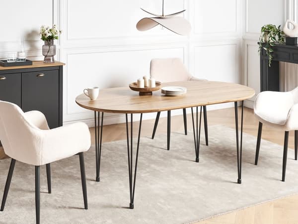 Spisebord Lysebrun MDF-plade Metalben Hårnåleben Moderne industriel stil