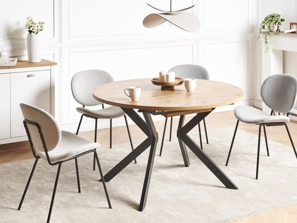Spisebord med Uttrekkbar Bordplate Spisebord Lysebrun MDF-plate Metallben Moderne Industriell Stil