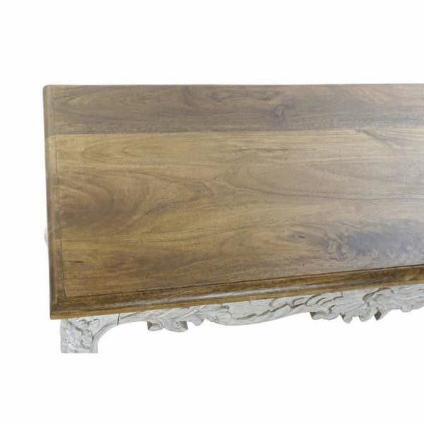 matbord 8424001858507 naturlig åldrad finish vit aluminiumträ mangoträ 120 x 61 x