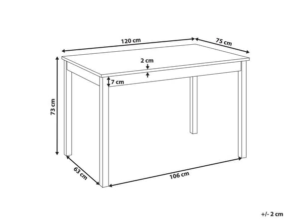 Spisebord Hvit Poppel MDF-plate 119 x 73 cm Kjøkkenbord med Treben