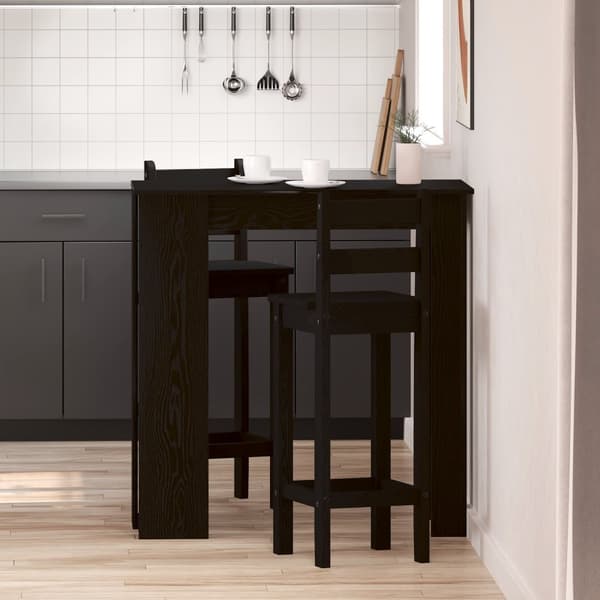 Barbord med Hylla - Svart Ek, 102x50x103.5 cm, Tillverkat av Ingenjörsmaterial