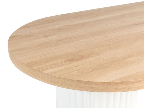 Spisebord MDF Lyst Træ 180 x 100 cm 6 Personers Moderne Søjlebord Designer Spisebord med Lameller Træbord til Spisestuen