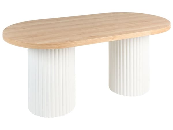 Spisebord MDF Lyst Træ 180 x 100 cm 6 Personers Moderne Søjlebord Designer Spisebord med Lameller Træbord til Spisestuen