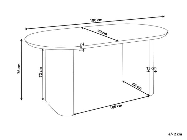 Spisebord hvid MDF bordplade ben 180 x 90 cm oval form moderne rustik stil køkken spisestue