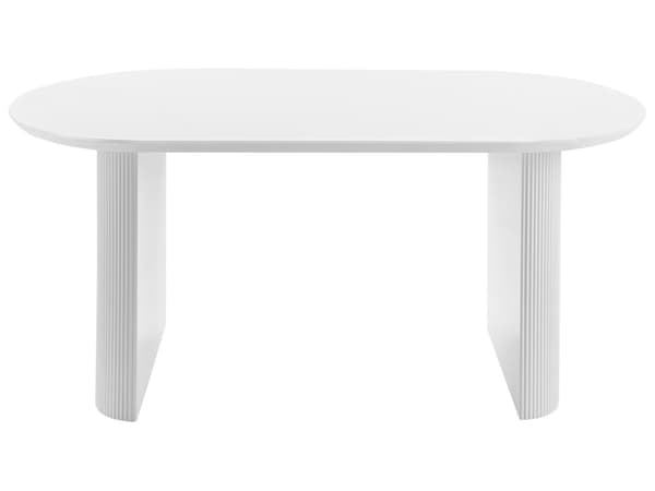 Spisebord hvid MDF bordplade ben 180 x 90 cm oval form moderne rustik stil køkken spisestue