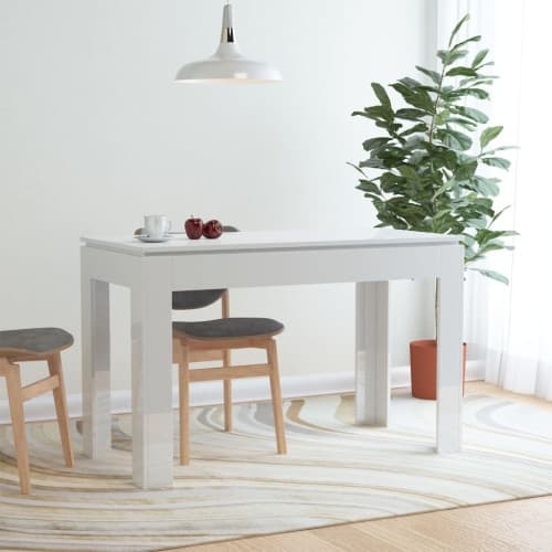 Matbord vit högglans 120x60x76 cm konstruerat trä