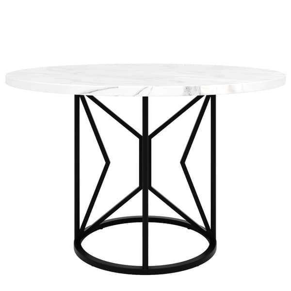 Rundt spisebord - Metalstel - Marmor Look Finer - Til 2-6 personer - Hvid og sort