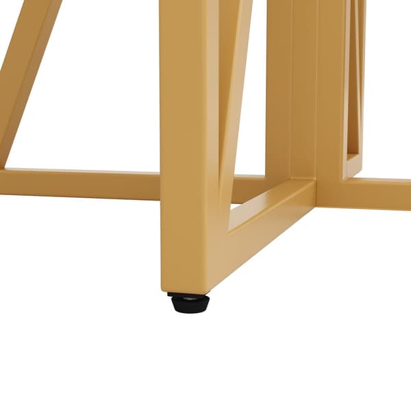 Rundt spisebord 80x80x76 cm - Metalstel - Marmor look finer - Til 2-6 personer - Hvid og guld