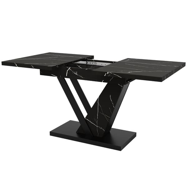Udtrækkeligt spisebord 120-160x75x75,5cm - Til 6-8 personer - Lavet af MDF - Sort