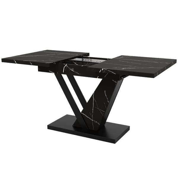 Udtrækkeligt spisebord 120-160x75x75,5cm - Til 6-8 personer - Lavet af MDF - Sort