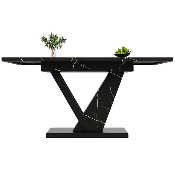 Udtrækkeligt spisebord 120-160x75x75,5cm - Til 6-8 personer - Lavet af MDF - Sort