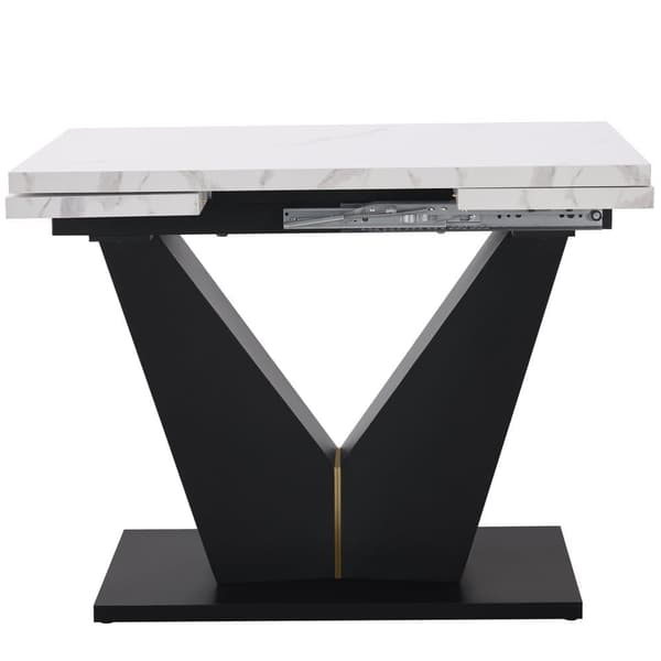 Udtrækkeligt spisebord 99-159x75x75 cm - Til 6-8 personer - Lavet af MDF - Hvid og sort