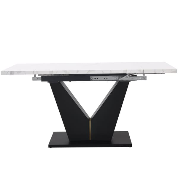 Udtrækkeligt spisebord 99-159x75x75 cm - Til 6-8 personer - Lavet af MDF - Hvid og sort
