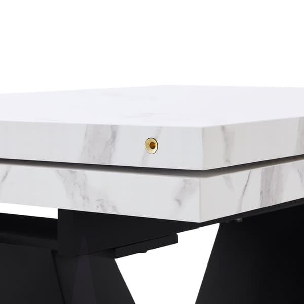Udtrækkeligt spisebord 99-159x75x75 cm - Til 6-8 personer - Lavet af MDF - Hvid og sort