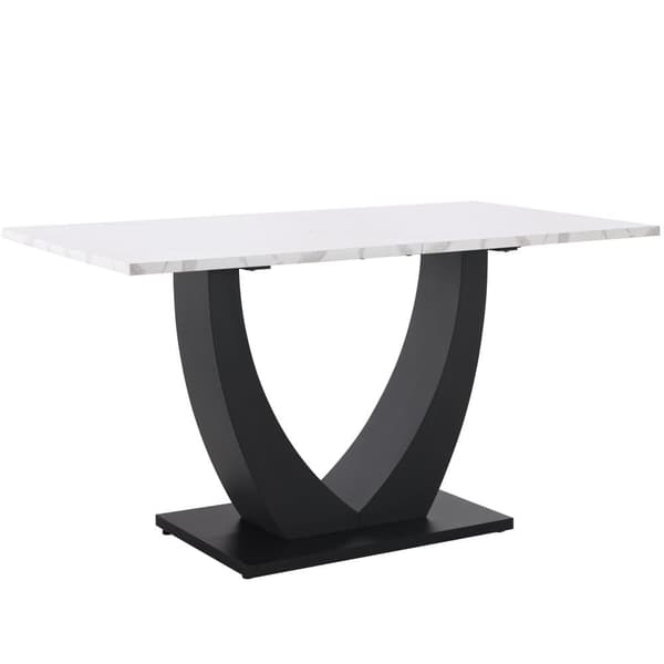 Matbord 140x75x75,5 cm - Bordsskiva i konstmarmor - MDF - För 4-6 personer - Vit och svart