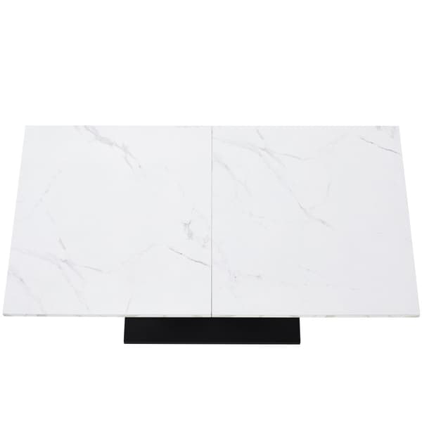 Matbord 140x75x75,5 cm - Bordsskiva i konstmarmor - MDF - För 4-6 personer - Vit och svart