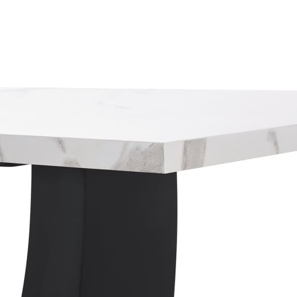 Matbord 140x75x75,5 cm - Bordsskiva i konstmarmor - MDF - För 4-6 personer - Vit och svart
