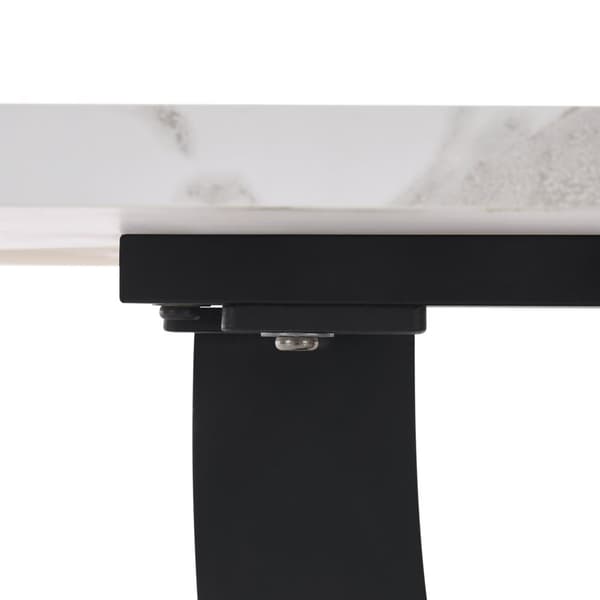 Matbord 140x75x75,5 cm - Bordsskiva i konstmarmor - MDF - För 4-6 personer - Vit och svart