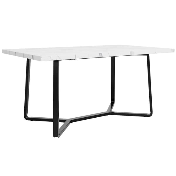 Spisebord 138,5x75x76 cm - Bordplade i kunstig marmor - MDF - Til 4-6 personer - Hvid og sort