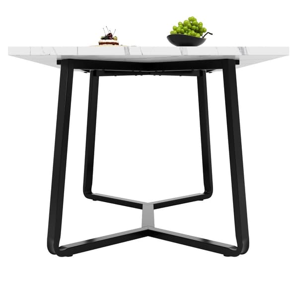 Spisebord 138,5x75x76 cm - Bordplade i kunstig marmor - MDF - Til 4-6 personer - Hvid og sort
