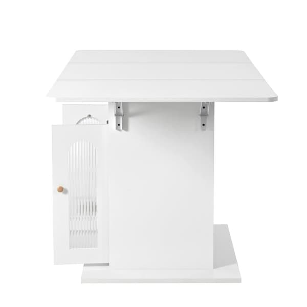 Sammenklappeligt spisebord - med LED - lavet af MDF - med opbevaringsplads - hvid