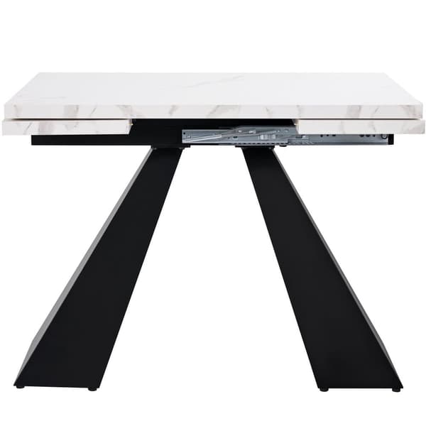 Udtrækkeligt spisebord 99-159 x 74 cm - 6 til 8 personer - lavet af MDF - hvid + sort