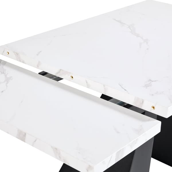 Udtrækkeligt spisebord 99-159 x 74 cm - 6 til 8 personer - lavet af MDF - hvid + sort