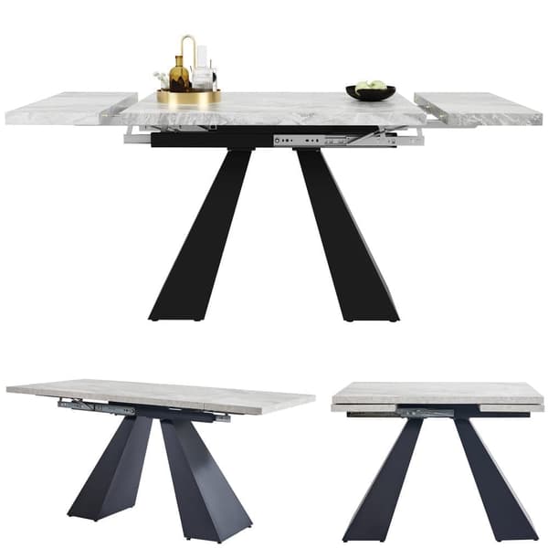 Utdragbart matbord 99-159 x 74 cm - 6 till 8 personer - tillverkat av MDF - svart + grå