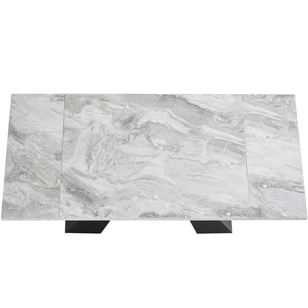 Utdragbart matbord 99-159 x 74 cm - 6 till 8 personer - tillverkat av MDF - svart + grå