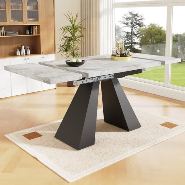Utdragbart matbord 99-159 x 74 cm - 6 till 8 personer - tillverkat av MDF - svart + grå