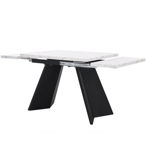 Udtrækkeligt spisebord 99-159 x 74 cm - 6 til 8 personer - lavet af MDF - hvid + sort