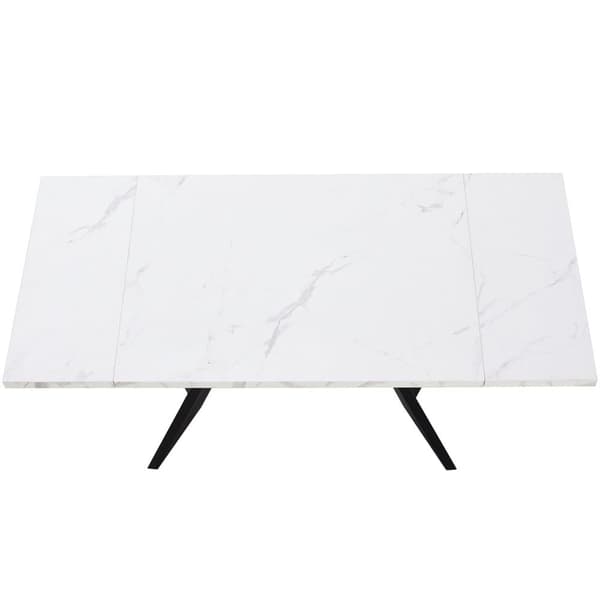 Udtrækkeligt spisebord 99-159 x 74 cm - 6 til 8 personer - lavet af MDF - hvid + sort