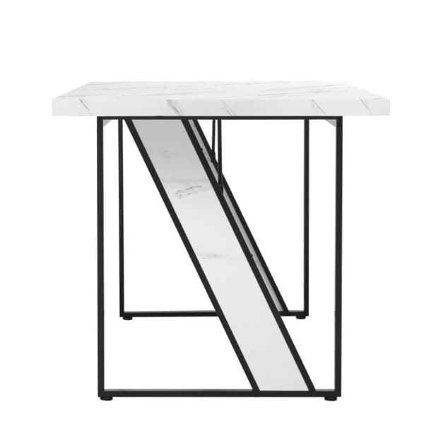 Spisebord til 4 personer - 160×80 cm - Marmormønstret - Hvid og sort