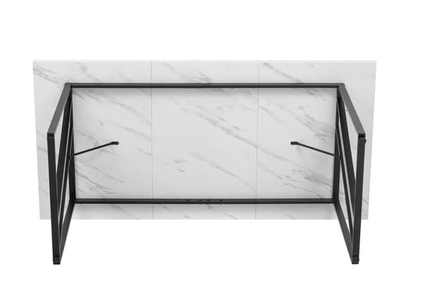 Spisebord til 4 personer - 160×80 cm - Marmormønstret - Hvid og sort