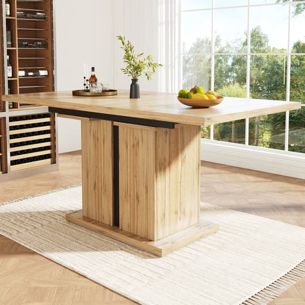 Udtrækkeligt spisebord 158,5 x 80 cm - 6 til 8 personer - MDF - Natur