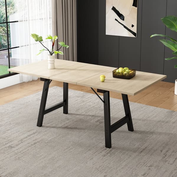 Udtrækkeligt spisebord af MDF - 140/180 x 80 cm - velegnet til 4 til 6 personer - natur