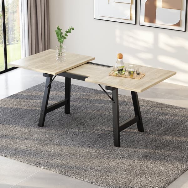 Udtrækkeligt spisebord af MDF - 140/180 x 80 cm - velegnet til 4 til 6 personer - natur