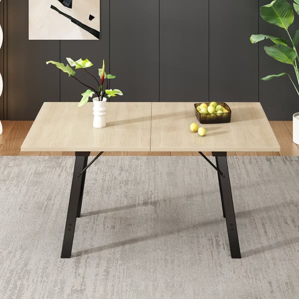 Udtrækkeligt spisebord af MDF - 140/180 x 80 cm - velegnet til 4 til 6 personer - natur