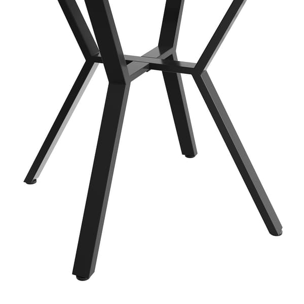 Moderne rundt spisebord (diameter 1 m), X-formet metalfod, marmorbordplade, hvid