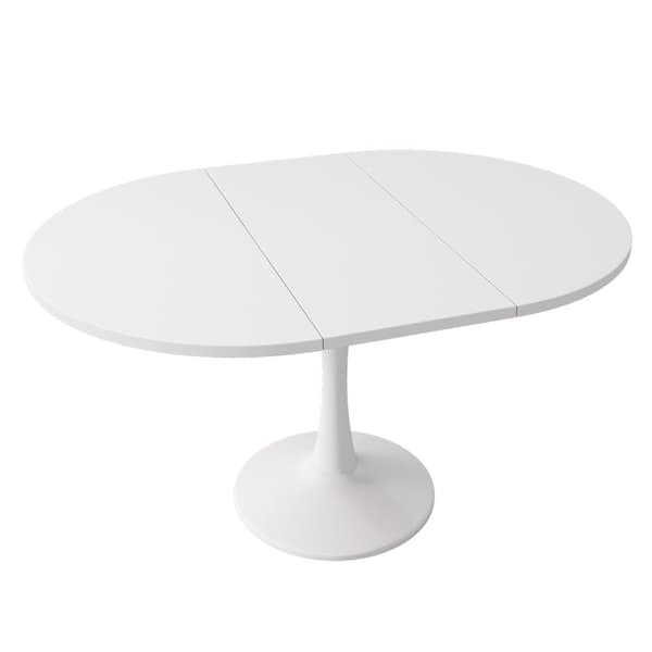 Jatkettava Soikea Ruokapöytä - 100/140 x 100 x 75 cm - MDF - Valkoinen
