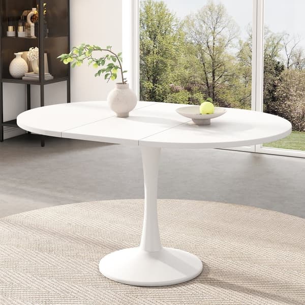 Jatkettava Soikea Ruokapöytä - 100/140 x 100 x 75 cm - MDF - Valkoinen